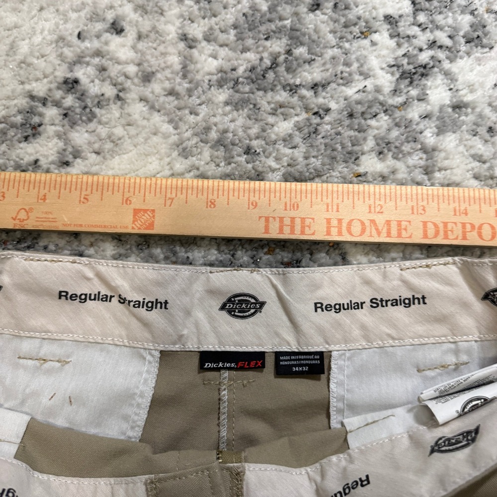 Dickies Flex Regular Straight Cargo Pants Mens 34x32 Khaki Tan Work Trousers - Picture 7 of 7